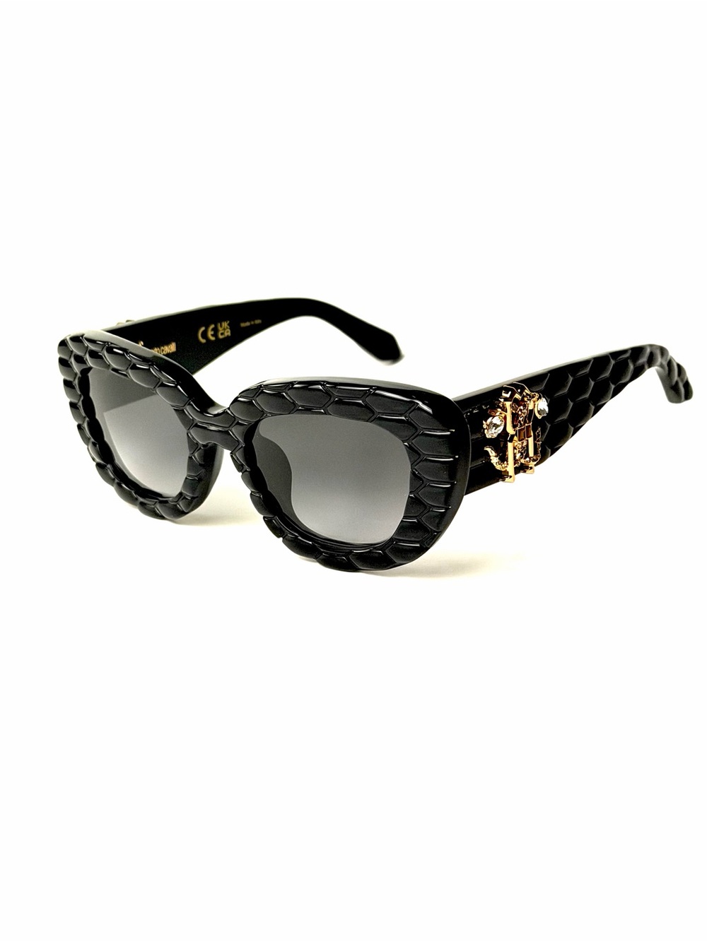 Roberto Cavalli SRC058S COL. 0700 Black Gold Sunglasses NWT New Authentic 54-22